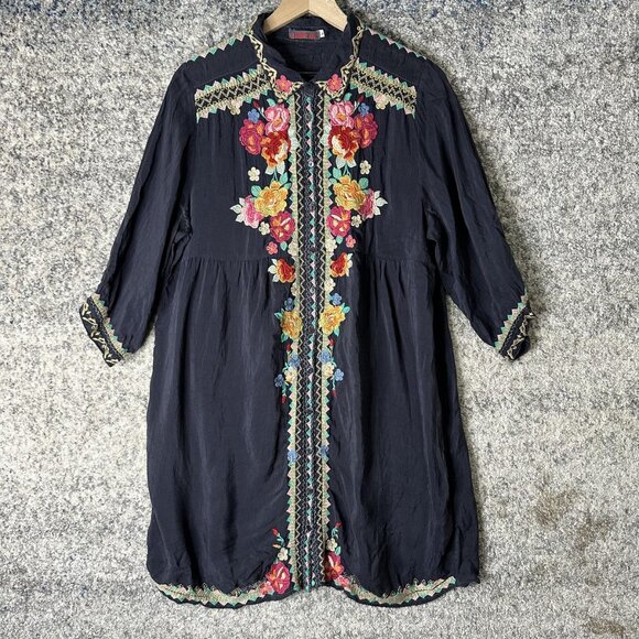 Johnny Was Dresses & Skirts - Johnny Was Dress Womens Large Black Embroidered Floral Boho Tunic C30117-9